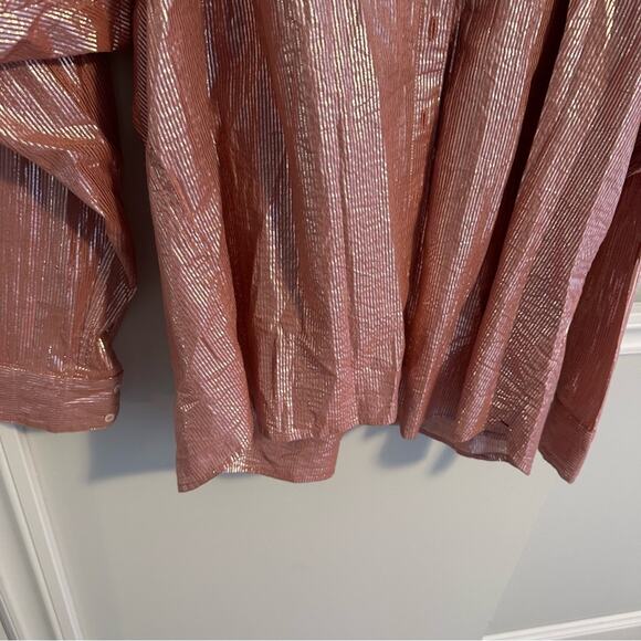 Xirena Pink Metallic Striped Button Front Blouse Small - Picture 9 of 11
